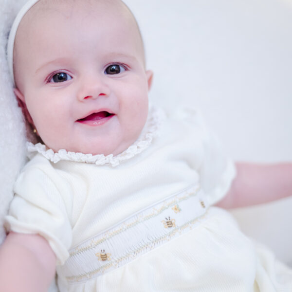 Vestido Manga Curta Smock Baby Bee